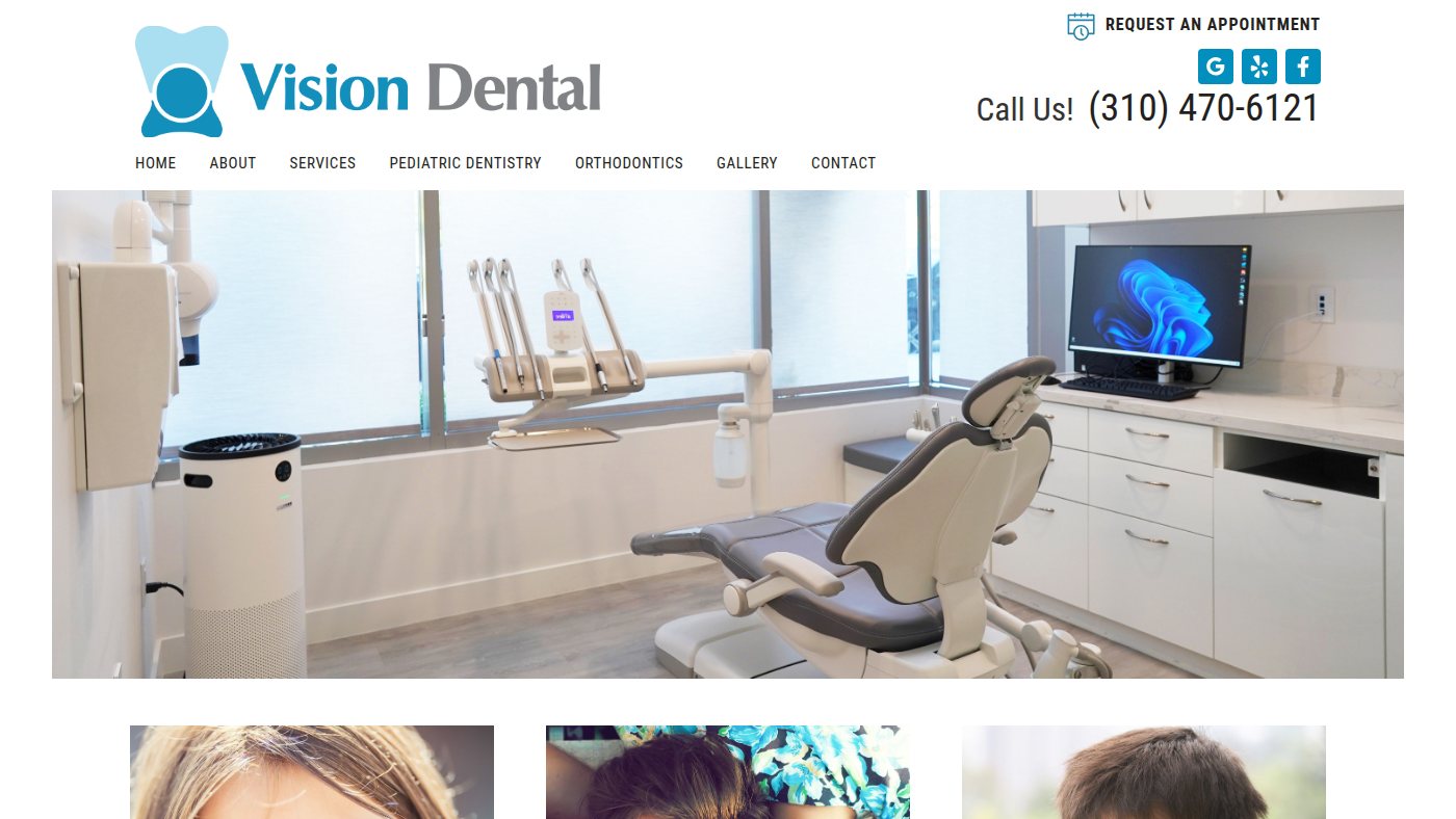 The home page of visiondental.com