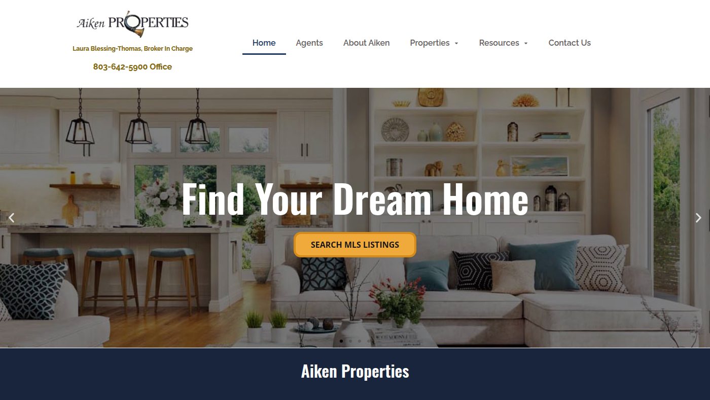 The home page of aikenproperties.com