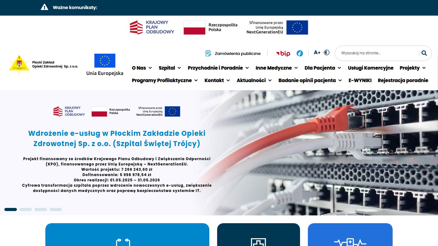 The home page of szpitalplock.pl