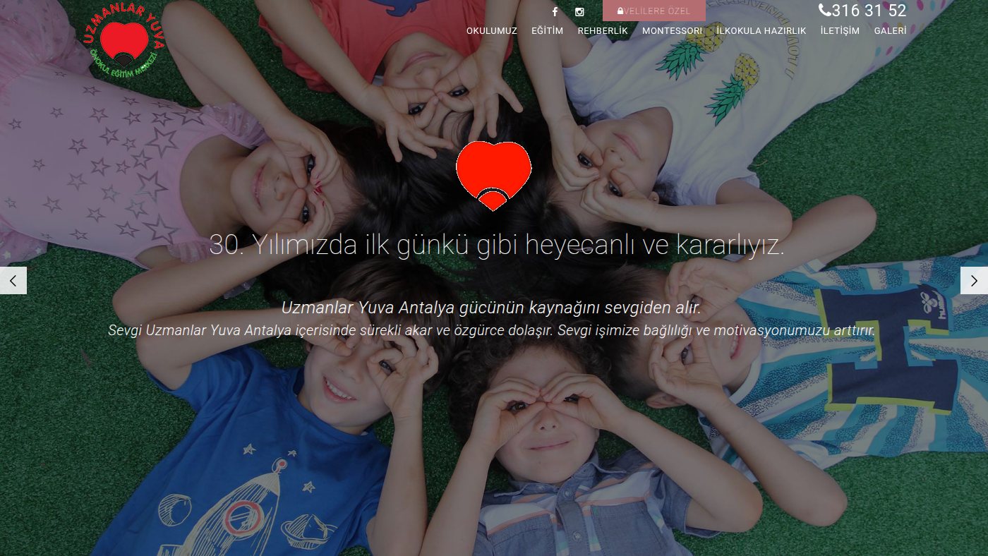 The home page of uzmanlaryuva.com.tr