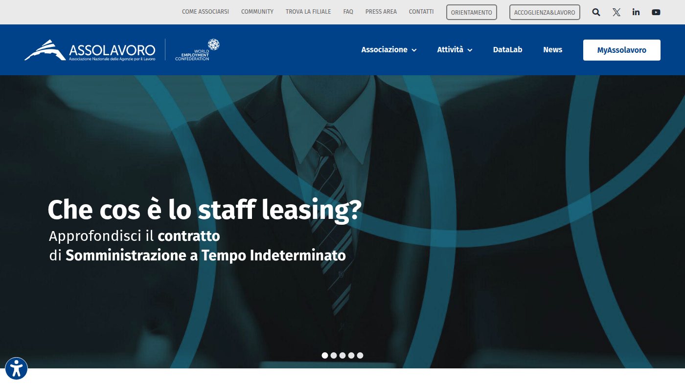 The home page of assolavoro.eu