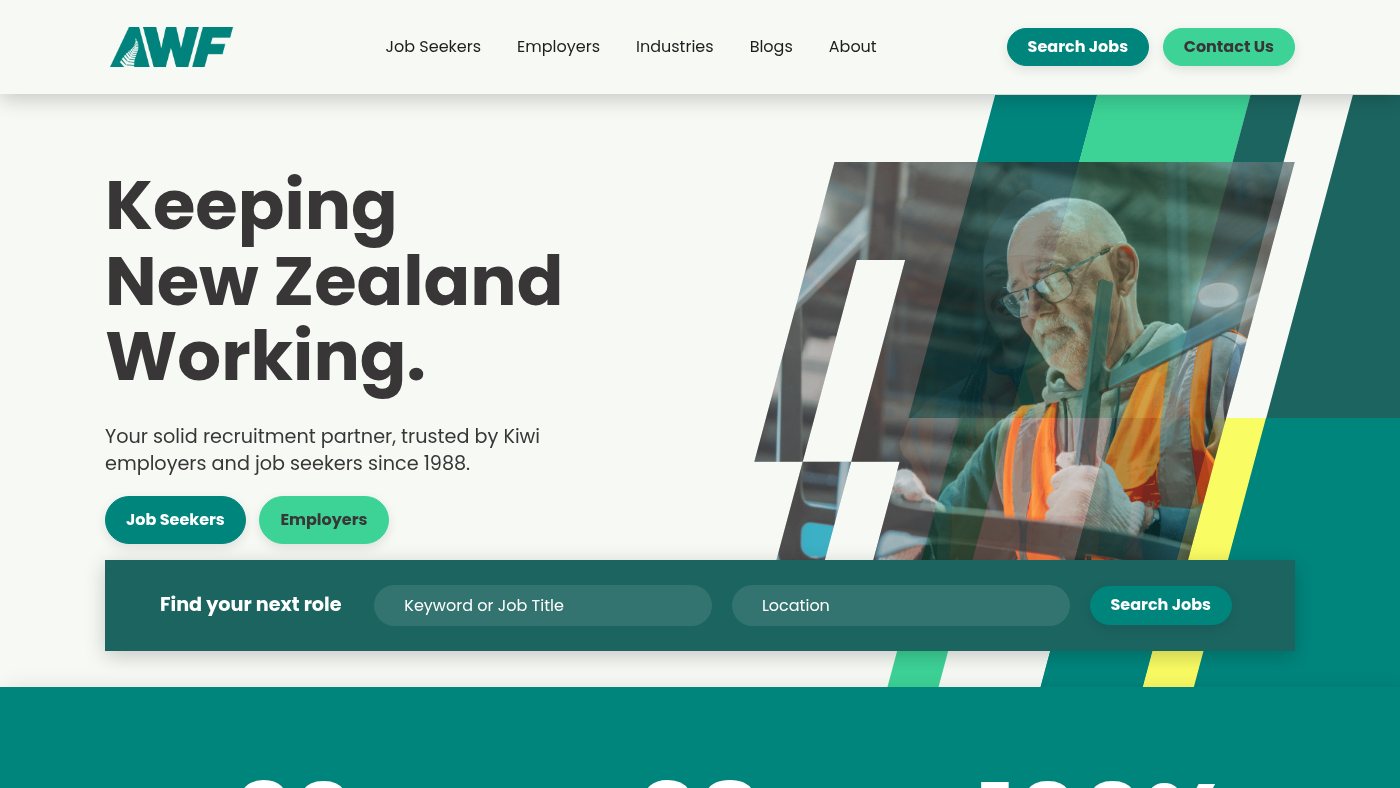 The home page of awf.co.nz
