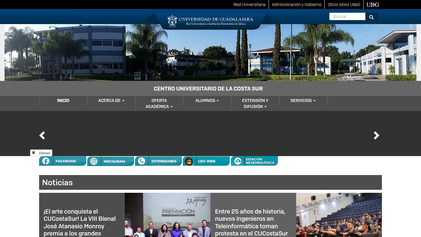 The home page of cucsur.udg.mx