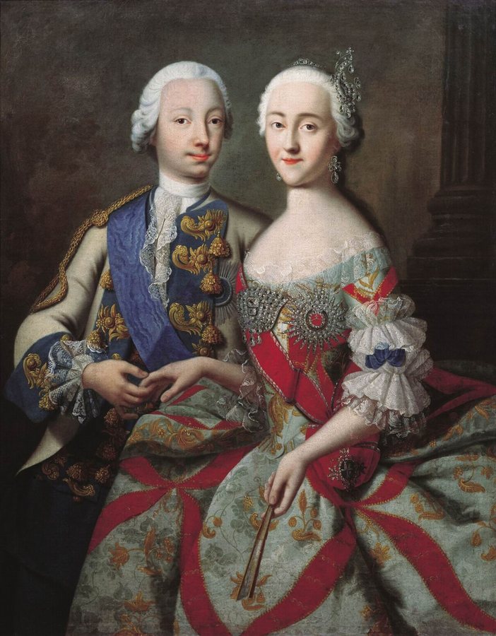 Emperor Peter III and his wife, the future Catherine the Great. He reigned only six months, and died on 17 July 1762.