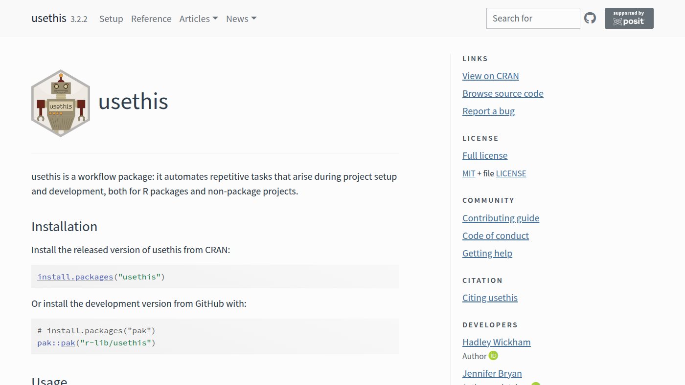 The home page of usethis.r-lib.org