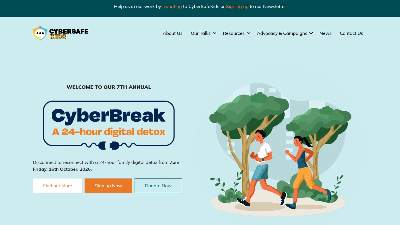 The home page of cybersafekids.ie