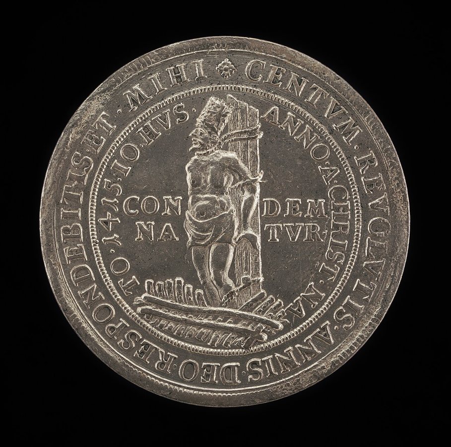 Una medaglia d'argento del centenario di Jan Hus della Germania del XVI secolo