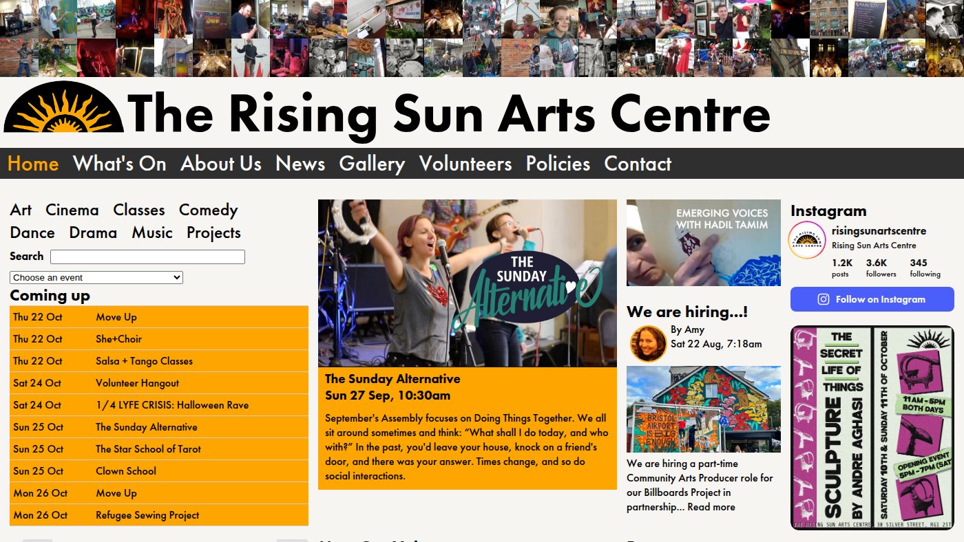 The home page of risingsunartscentre.org