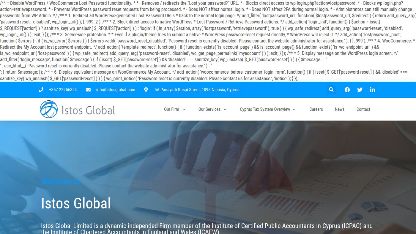 The home page of istosglobal.com