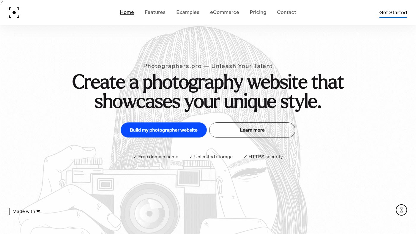 The home page of photographers.pro