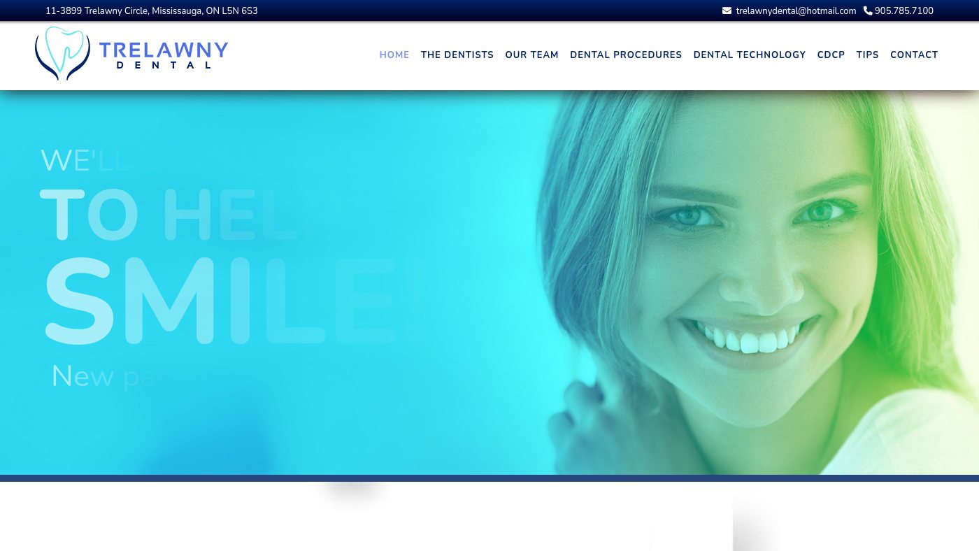 The home page of trelawnydental.com