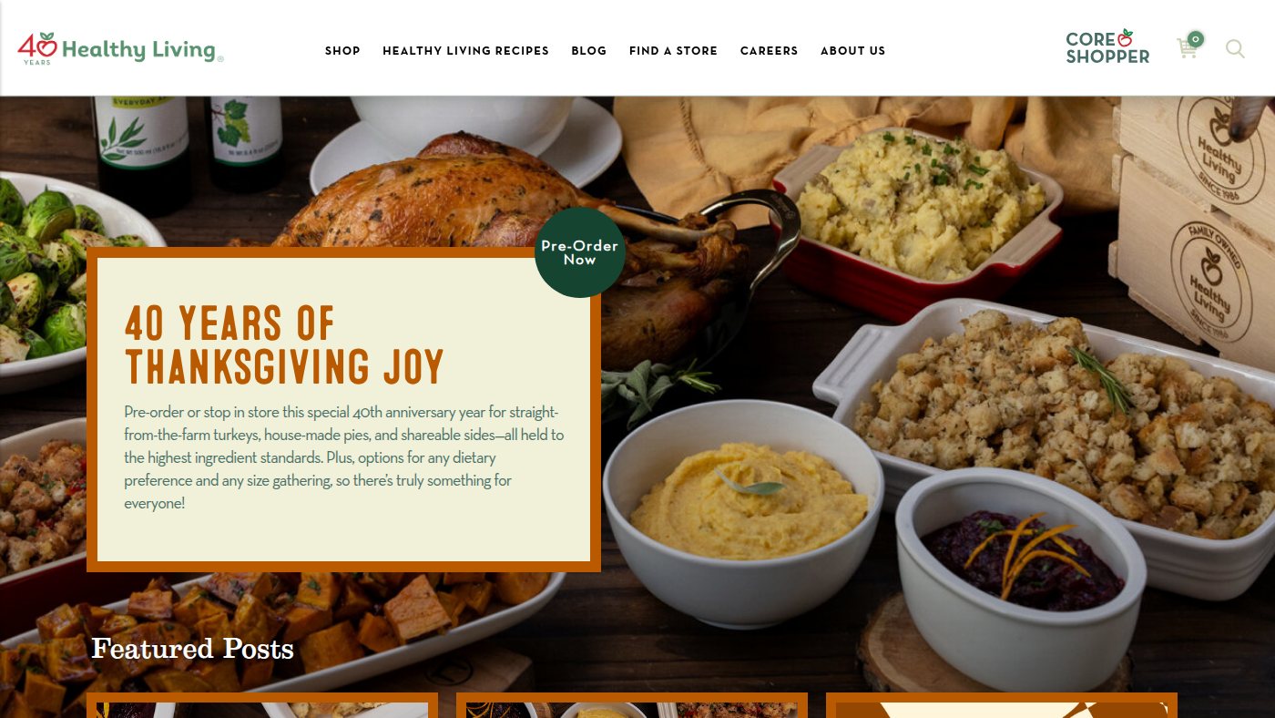 The home page of healthylivingmarket.com