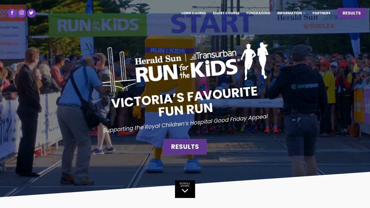 The home page of runforthekids.com.au