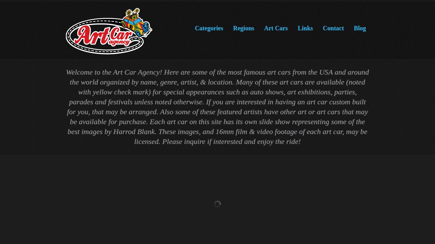The home page of artcaragency.com
