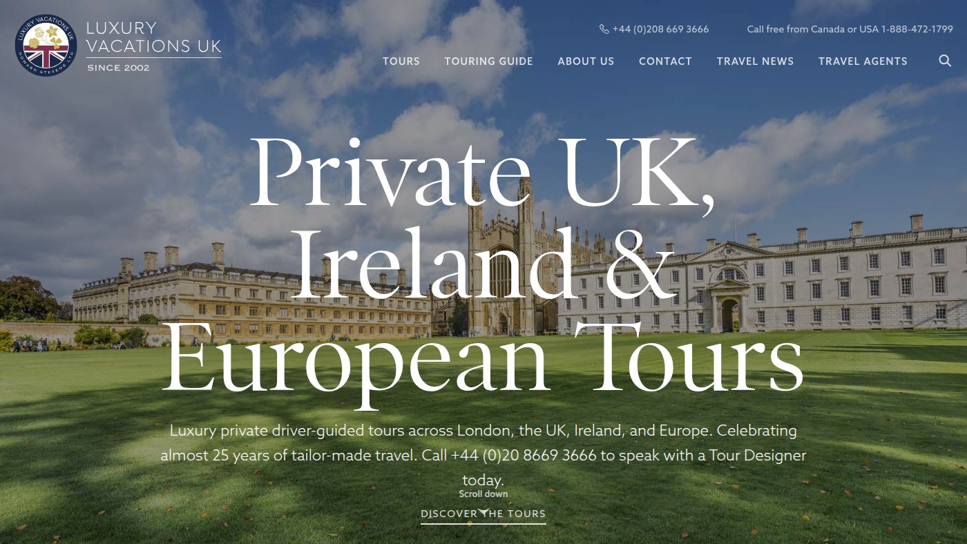 The home page of luxuryvacationsuk.com
