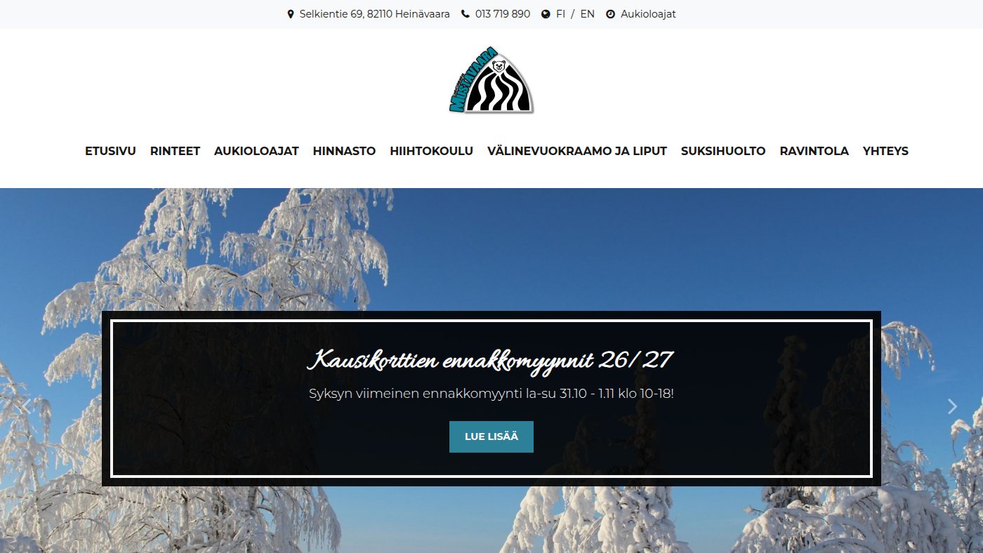 The home page of mustavaara.fi