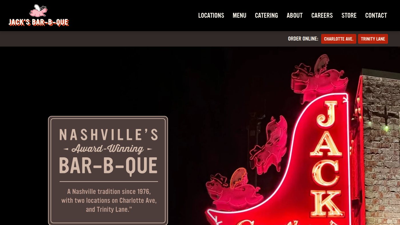 The home page of jacksbarbque.com