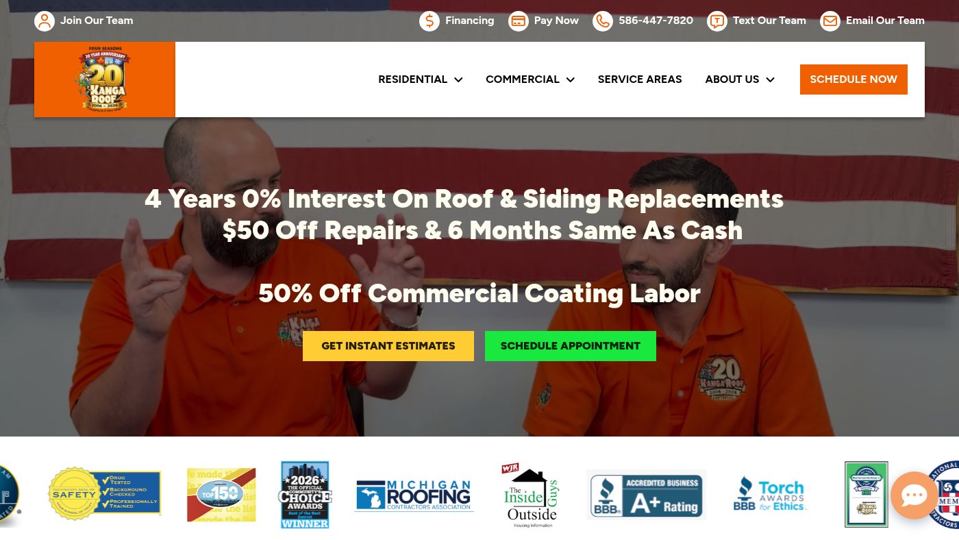 The home page of kanga-roof.com