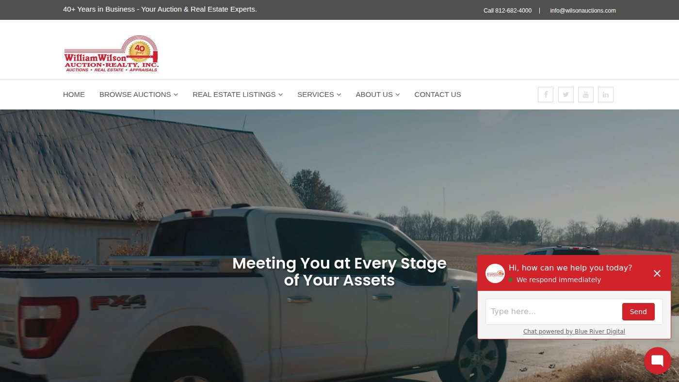 The home page of wilsonauctions.com