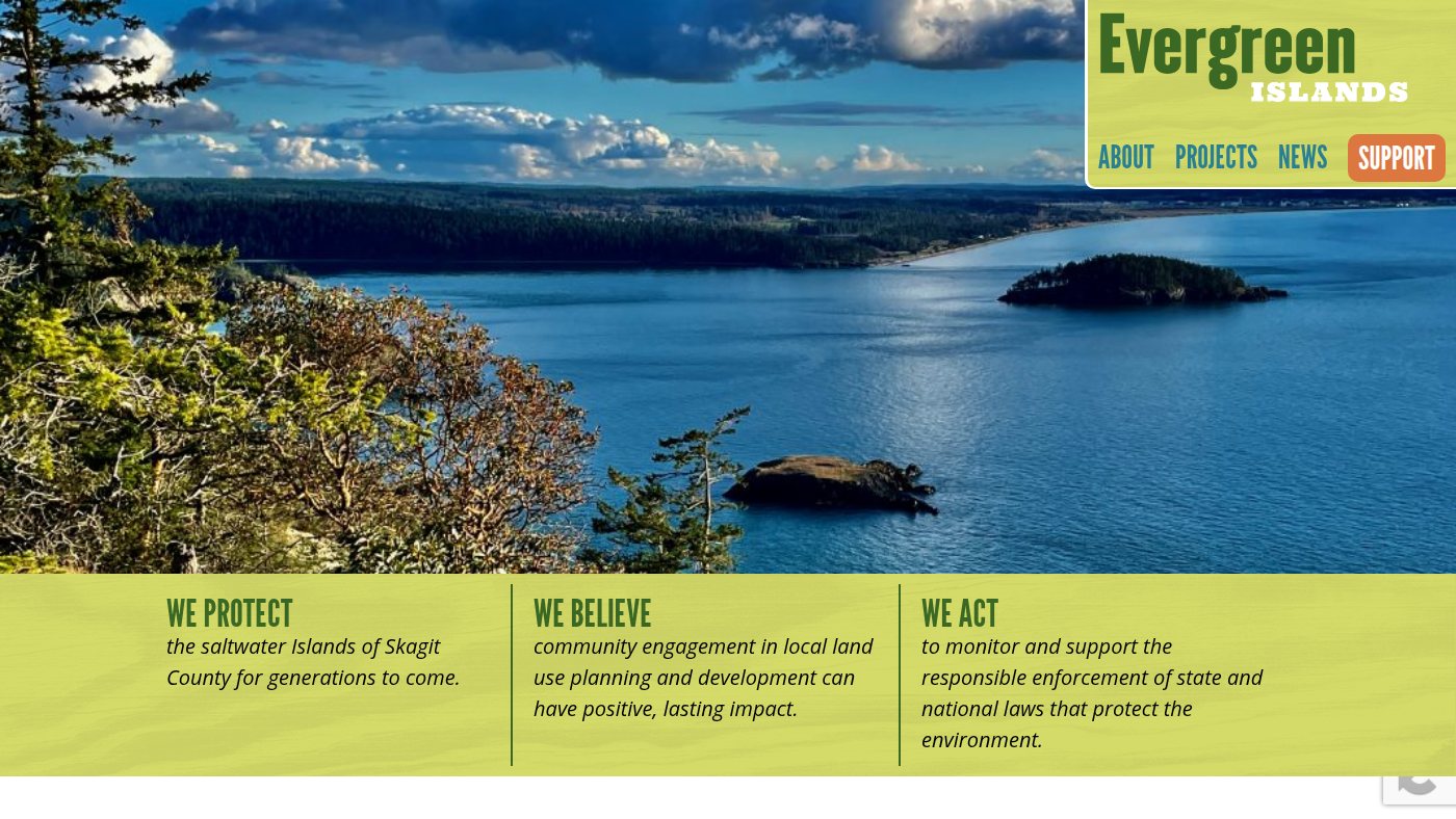 The home page of evergreenislands.org