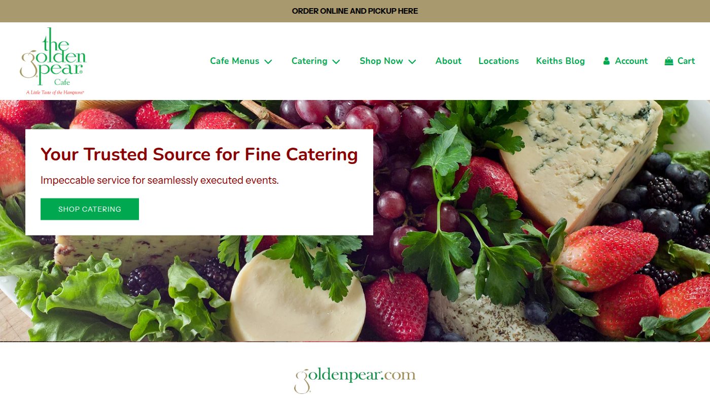 The home page of goldenpearcafe.com