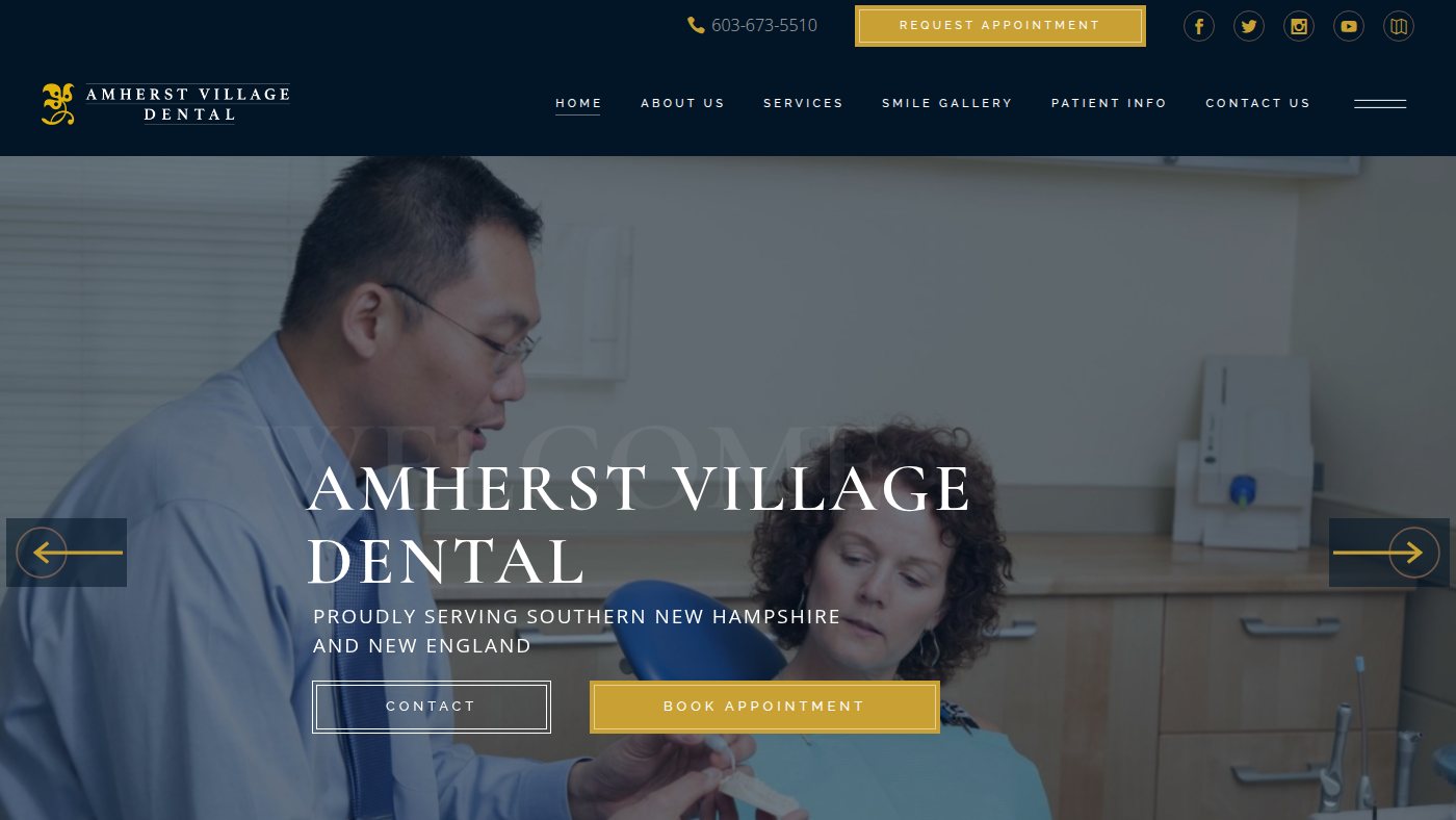 The home page of amherstvillagedental.com