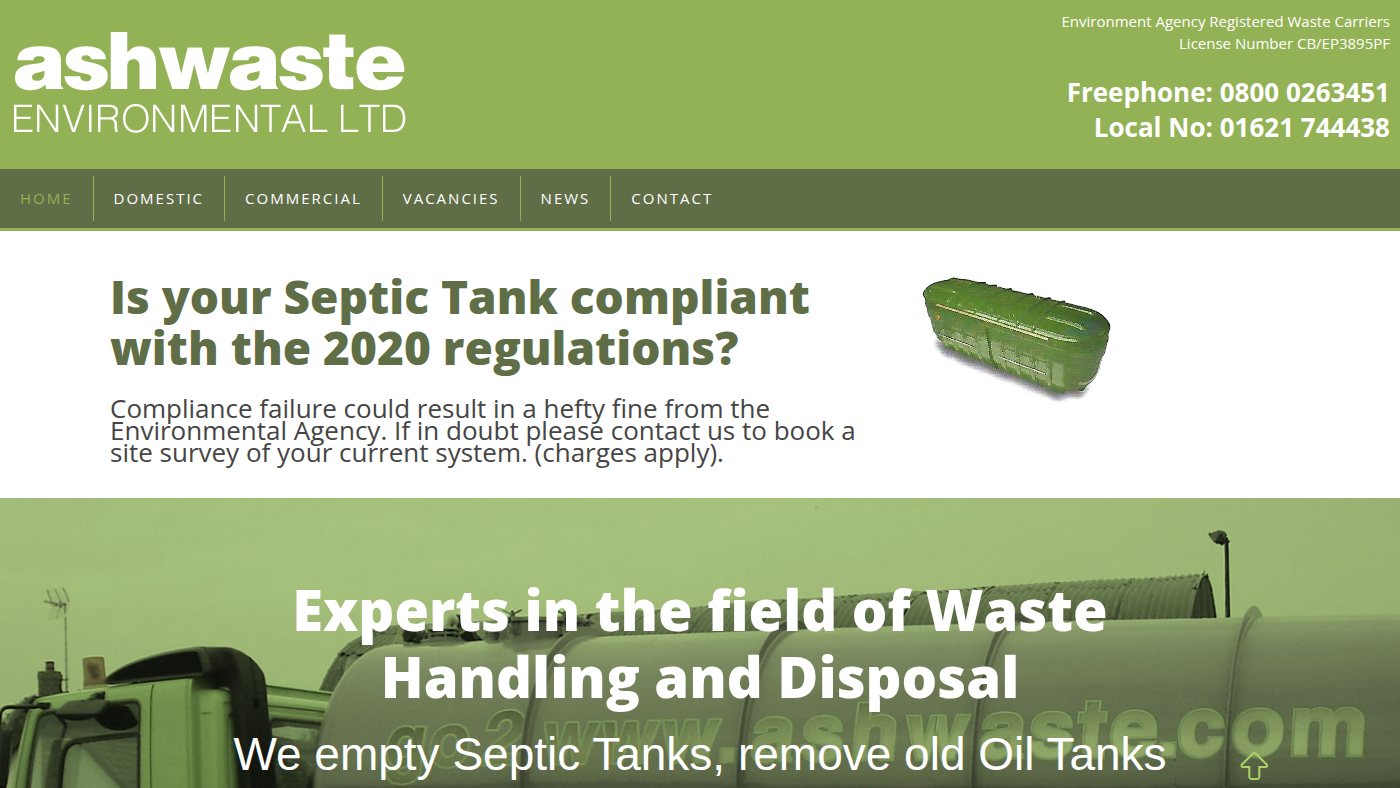 The home page of ashwaste.com