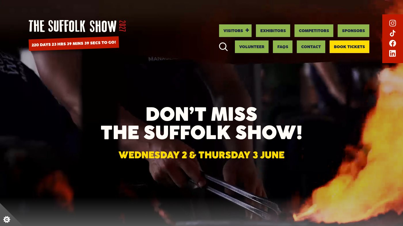 The home page of suffolkshow.co.uk