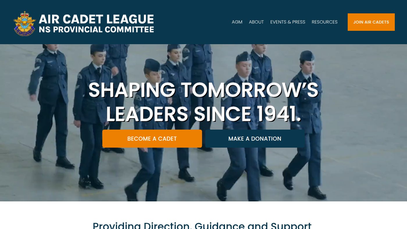 The home page of aircadetleaguens.com