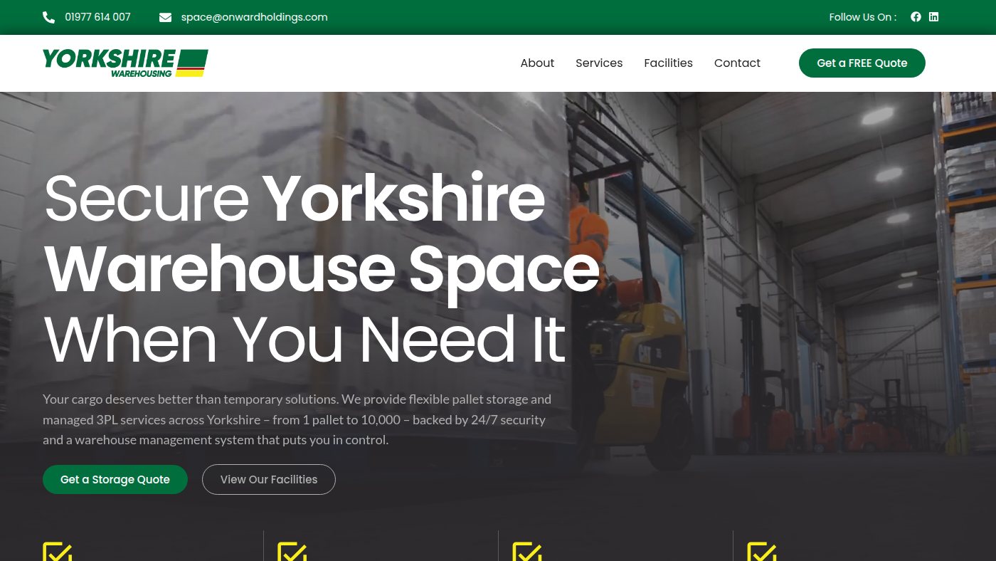 The home page of yorkshirewarehousing.com