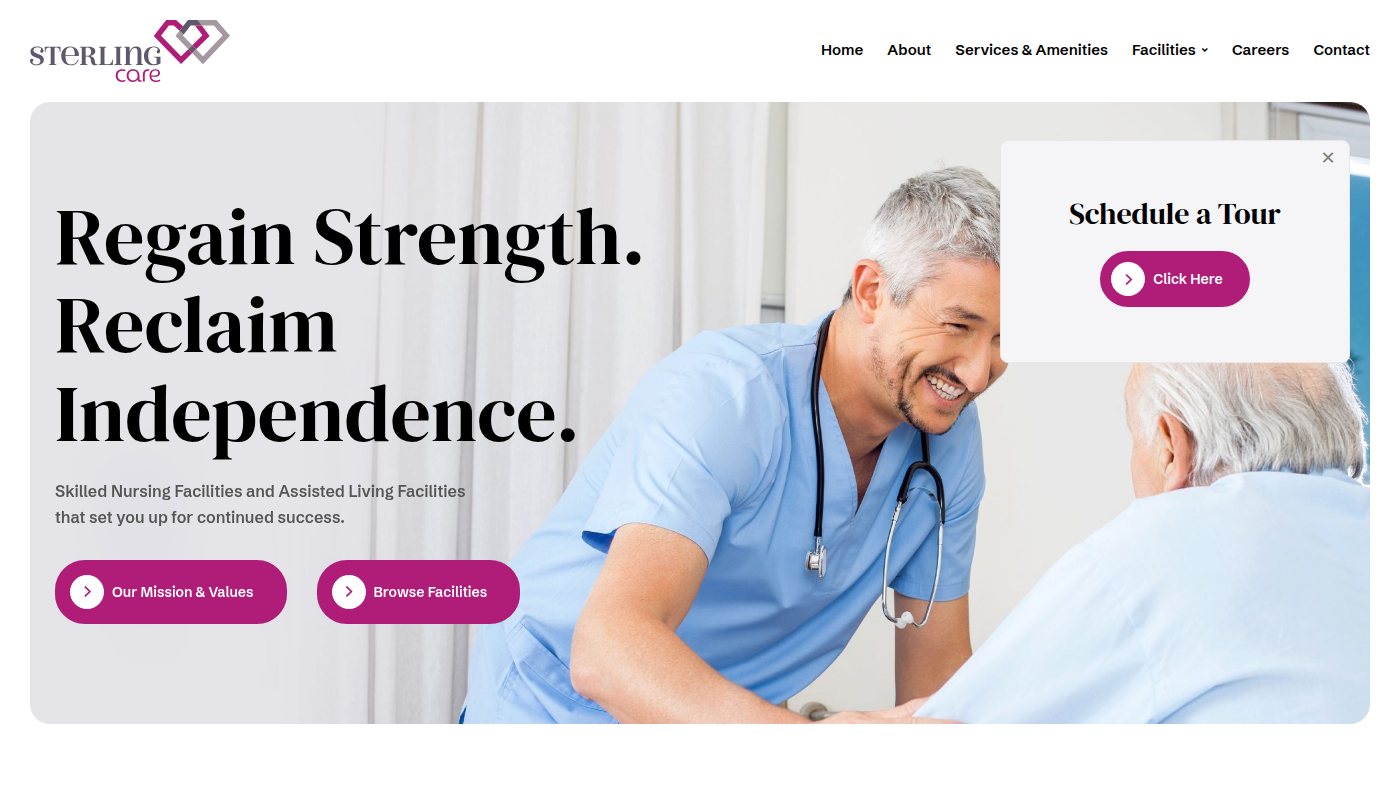 The home page of sterlingcarehealth.com