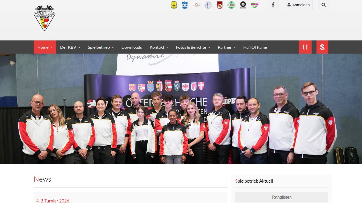 The home page of billardinkaernten.at