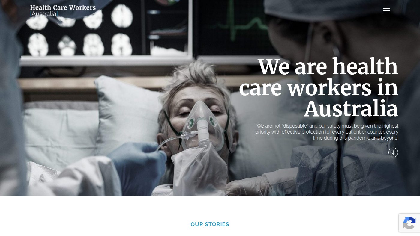 The home page of healthcareworkersaustralia.com