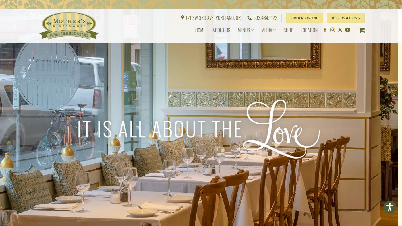 The home page of mothersbistro.com