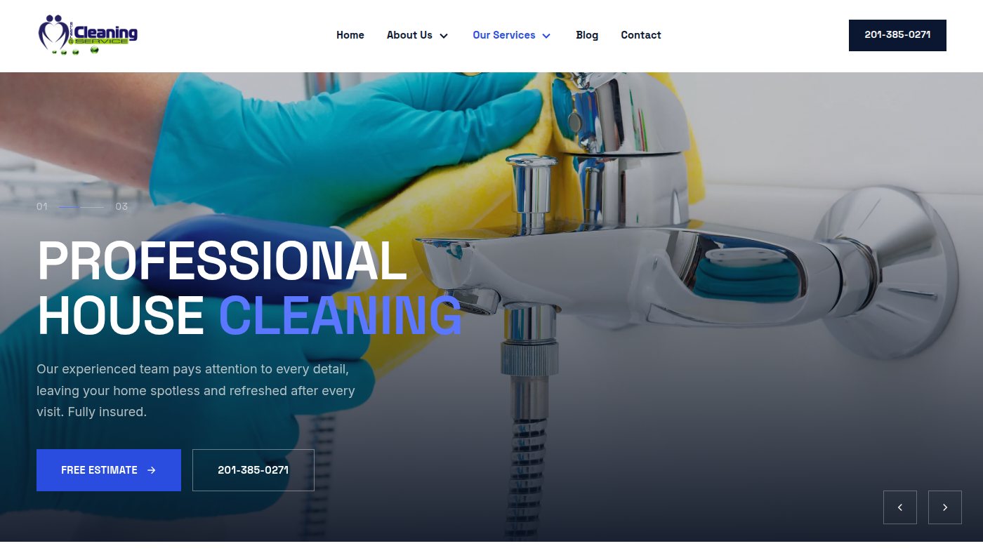 The home page of 2heartscleaning.com