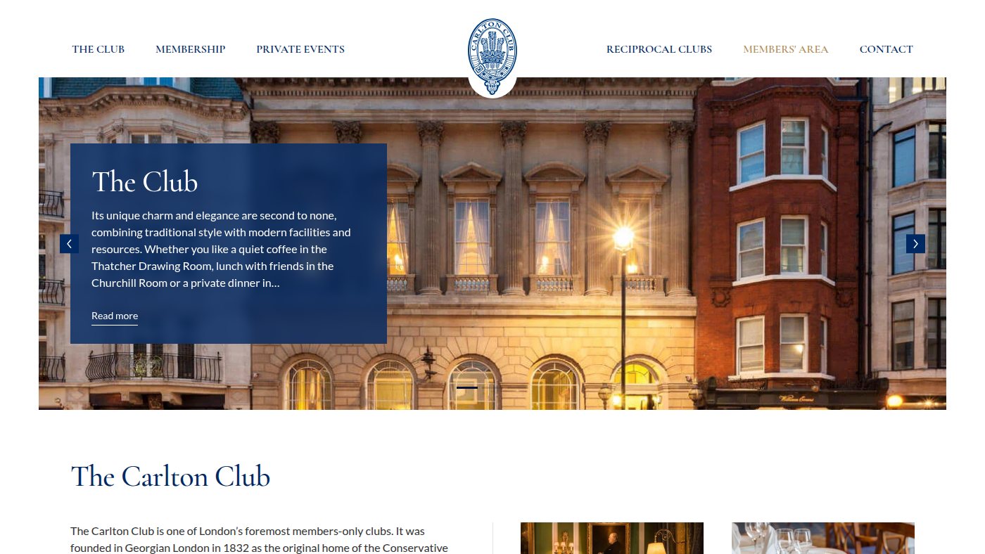 The home page of carltonclub.co.uk