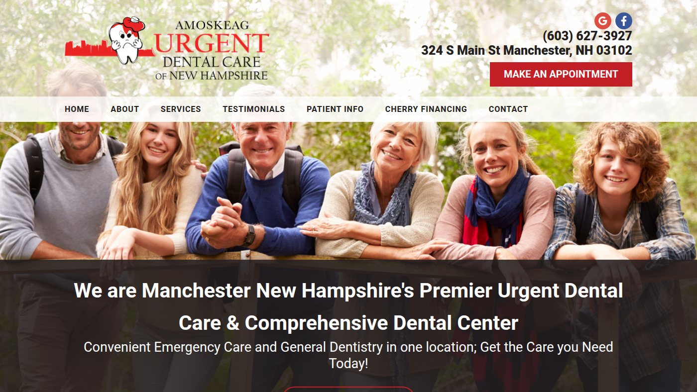 The home page of urgentdentalcareofnh.com