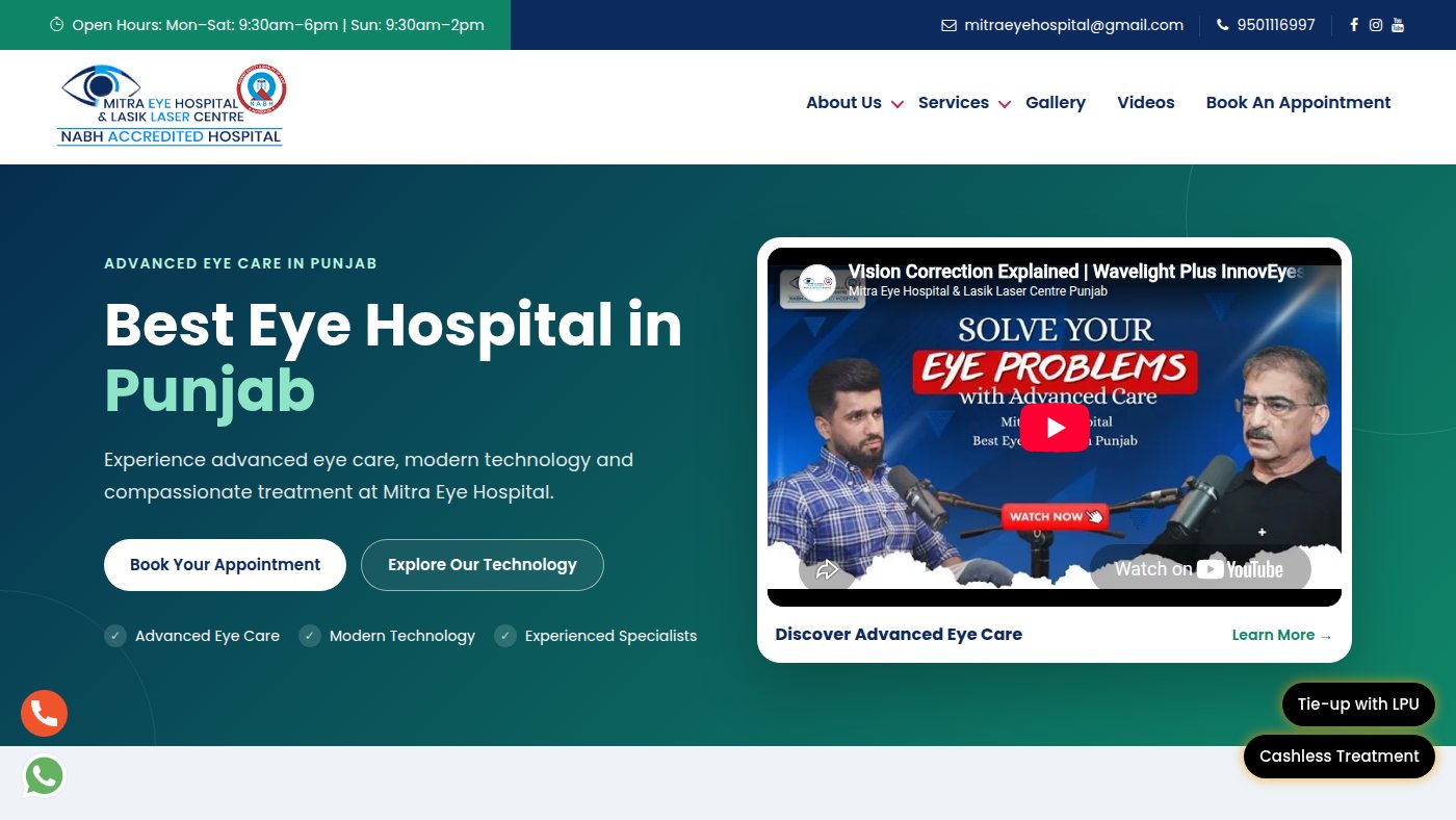 The home page of mitraeyehospital.com