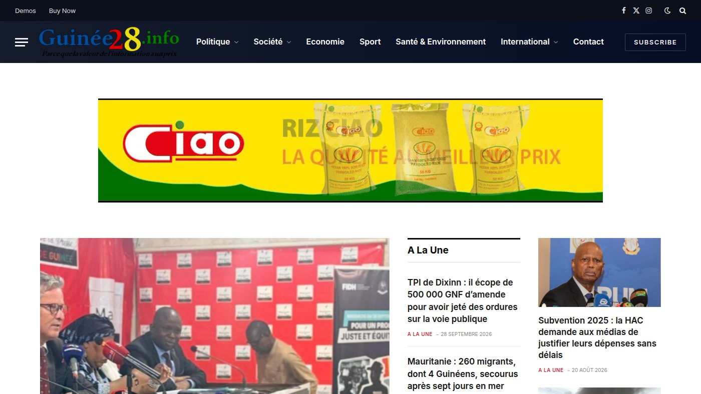 The home page of guinee28.info