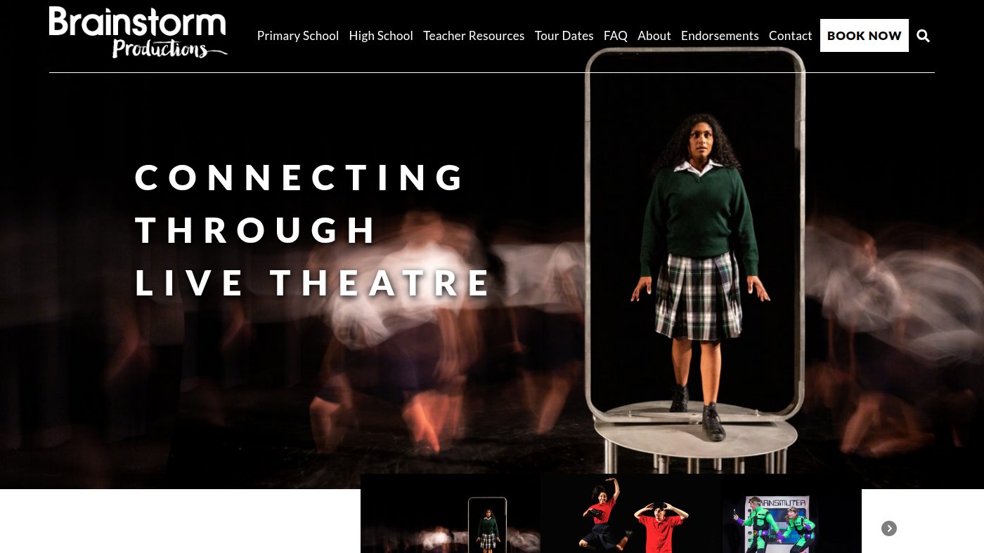The home page of brainstormproductions.edu.au