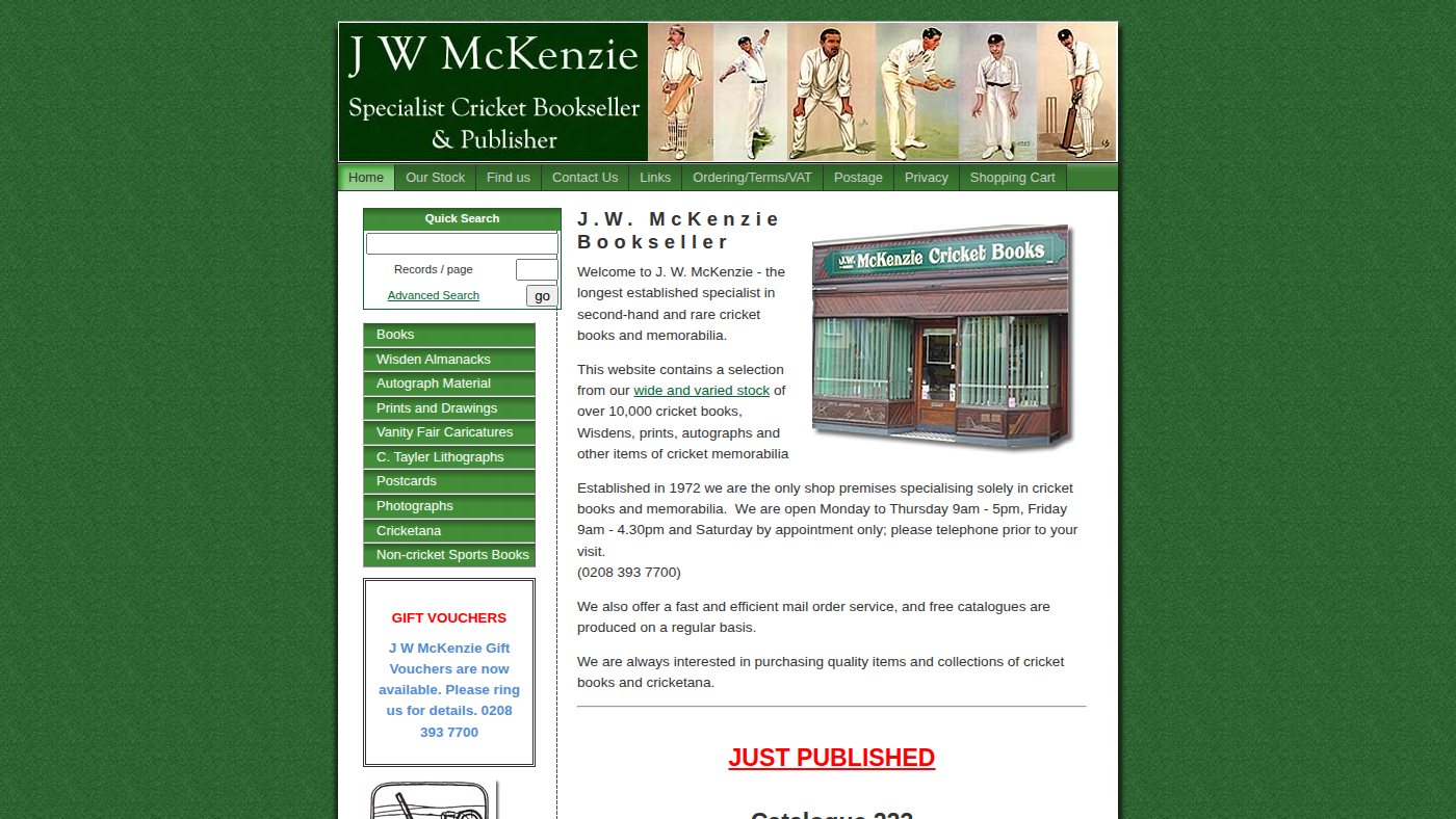 The home page of mckenzie-cricket.co.uk