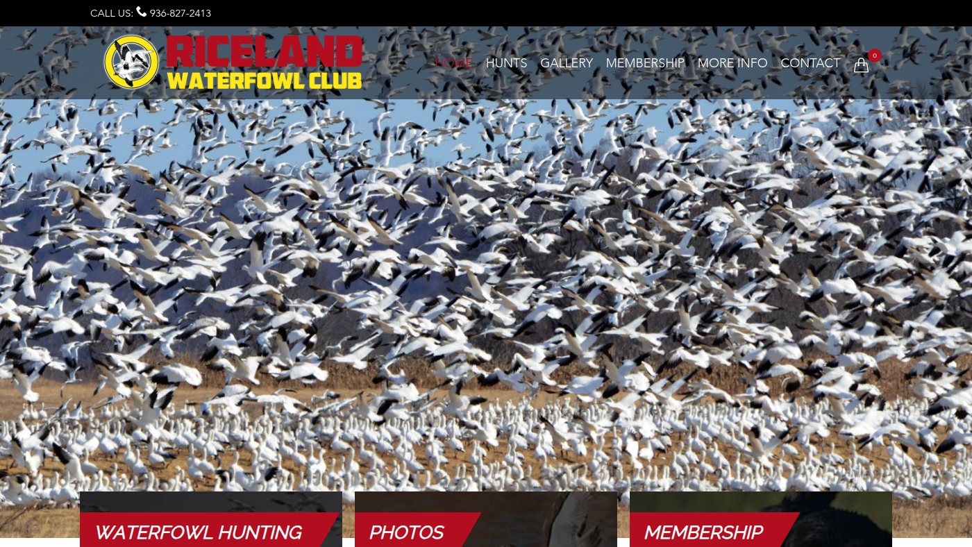 The home page of ricelandwaterfowlclub.com