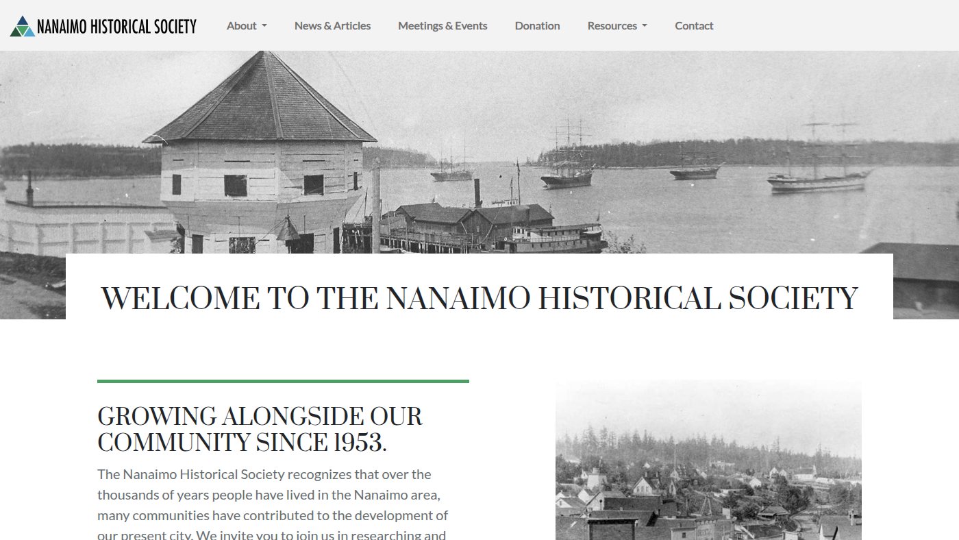 The home page of nanaimohistoricalsociety.ca