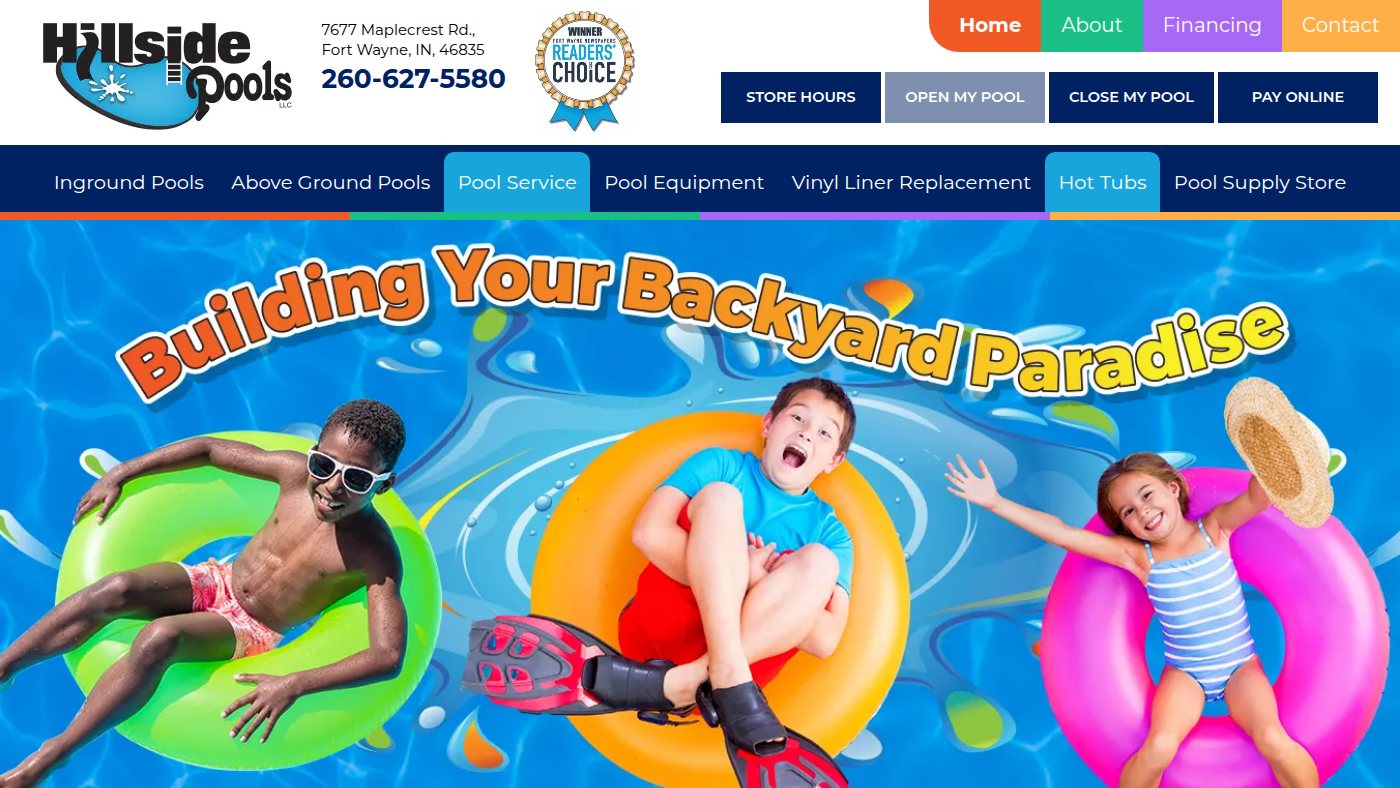 The home page of hillsidepoolsonline.com