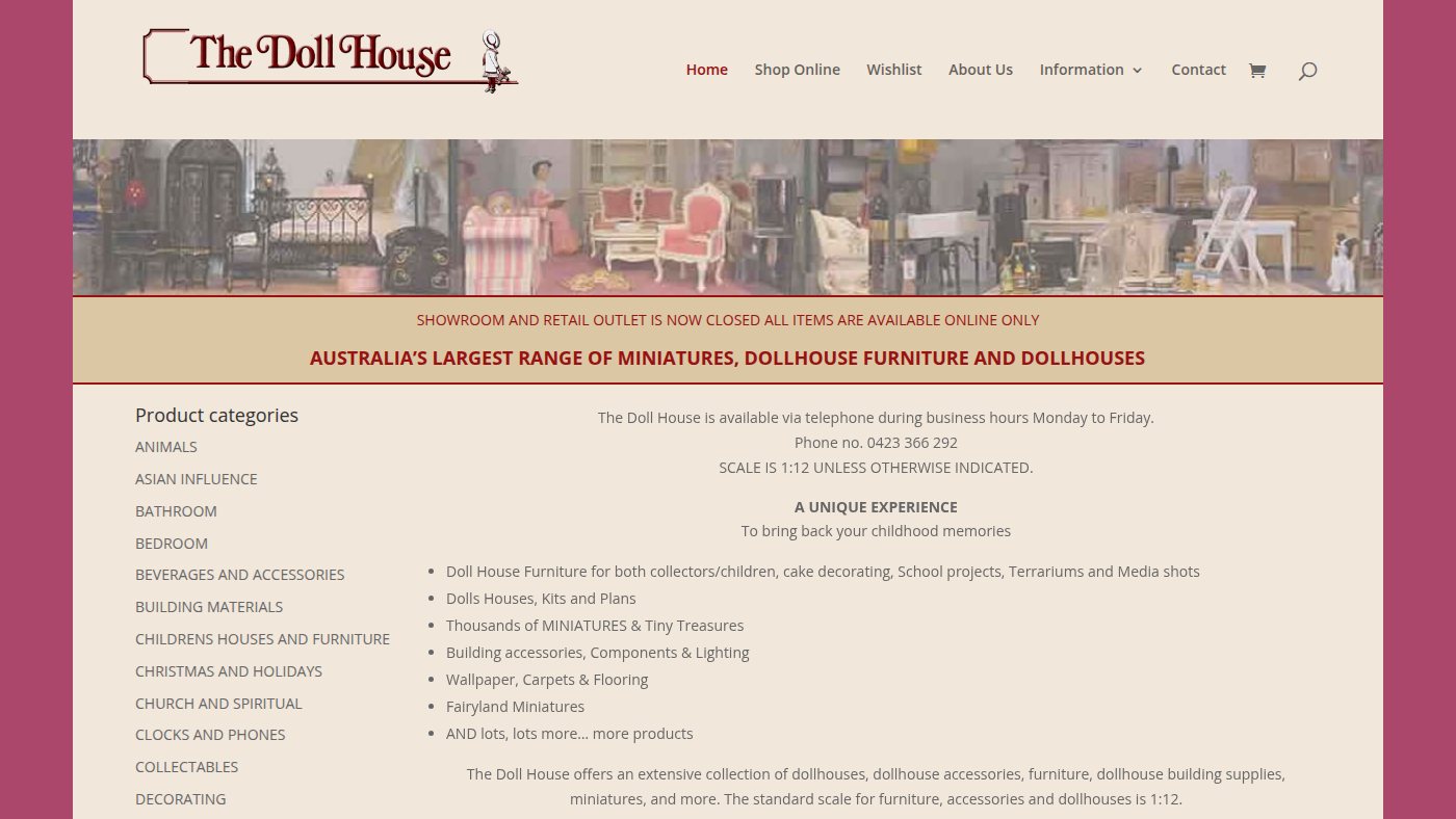 The home page of thedollhouse.com.au