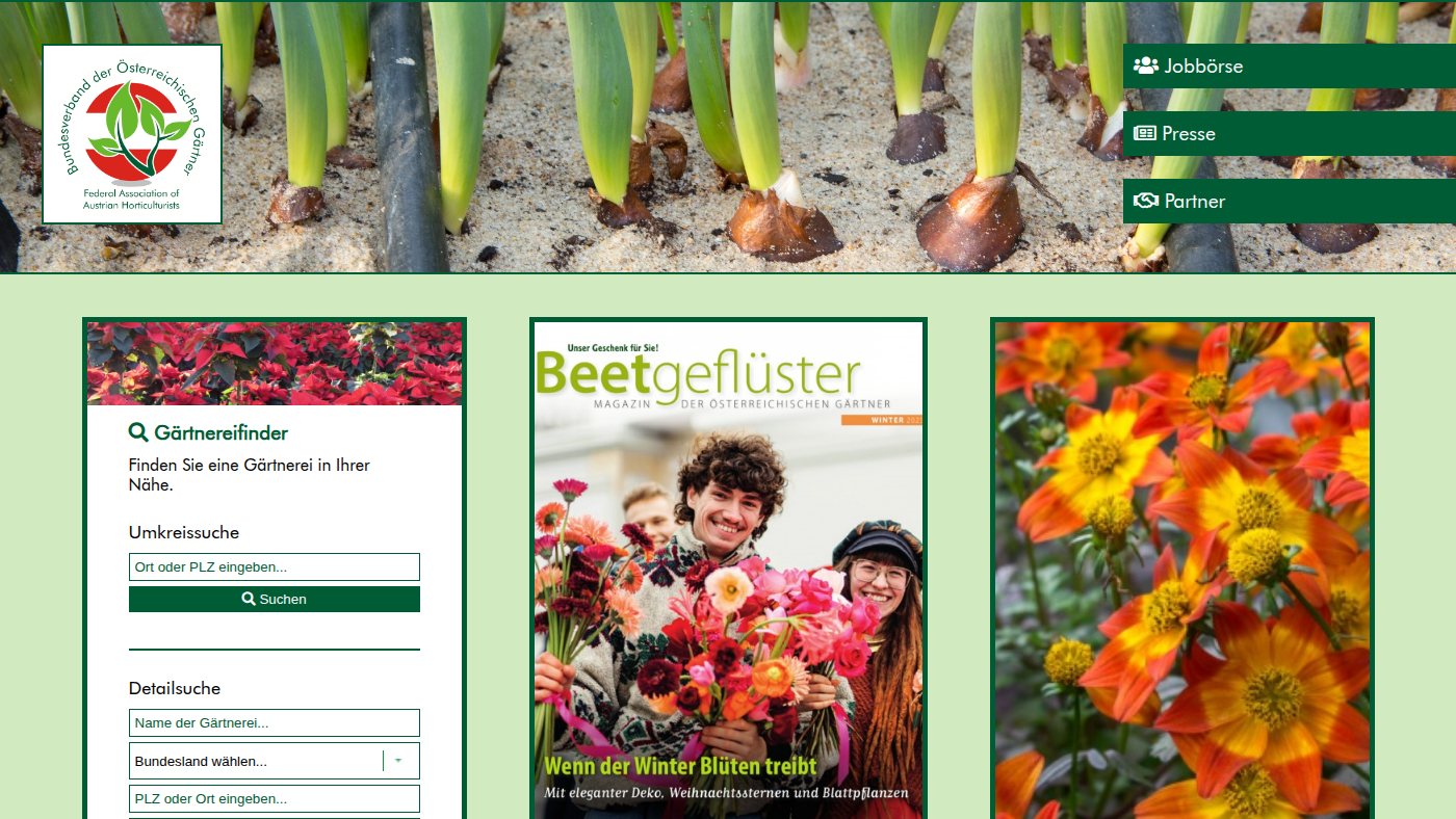 The home page of gartenbau.or.at
