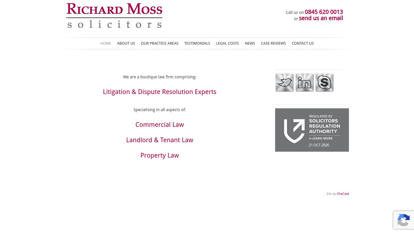 The home page of richardmosssolicitors.com