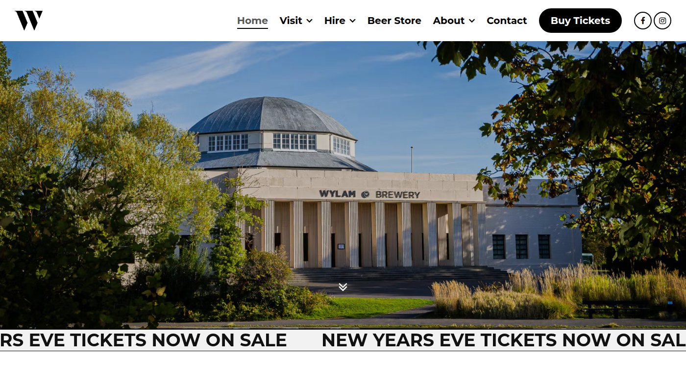 The home page of wylambrewery.co.uk