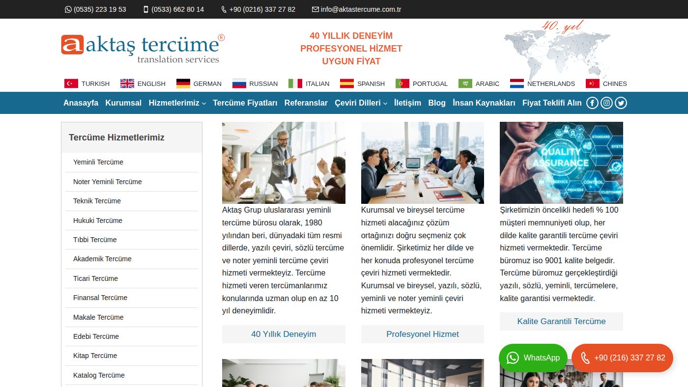 The home page of aktastercume.com.tr