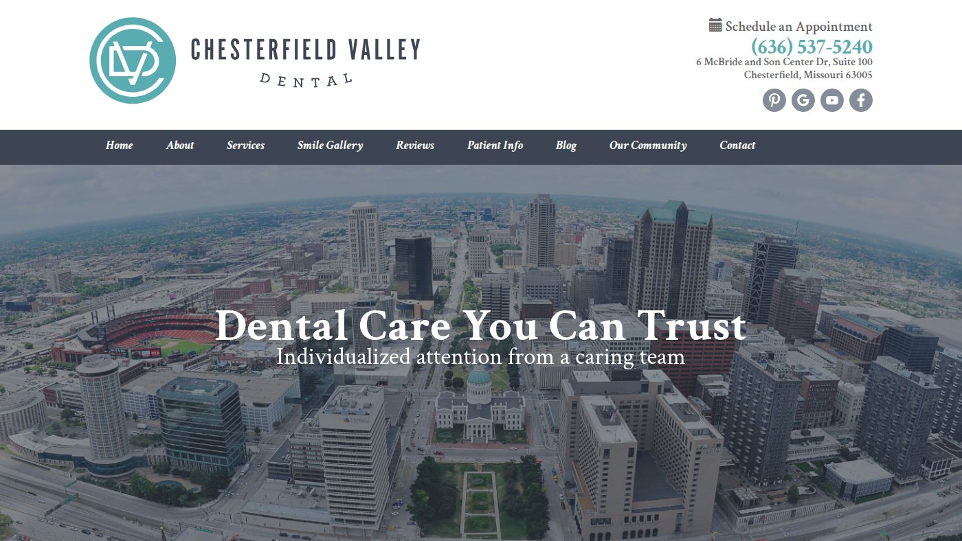 The home page of chesterfieldvalleydental.com